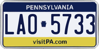 PA license plate LAO5733