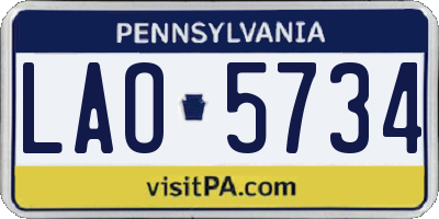 PA license plate LAO5734