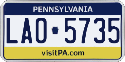 PA license plate LAO5735