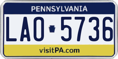 PA license plate LAO5736