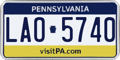 PA license plate LAO5740