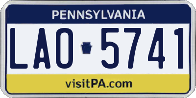PA license plate LAO5741