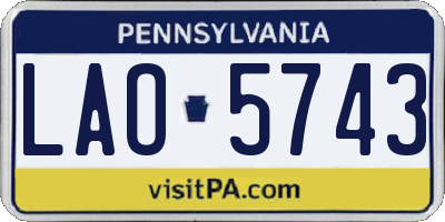 PA license plate LAO5743