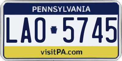 PA license plate LAO5745
