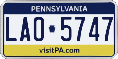 PA license plate LAO5747