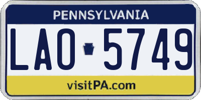 PA license plate LAO5749