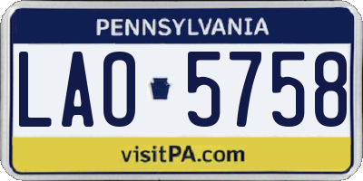 PA license plate LAO5758