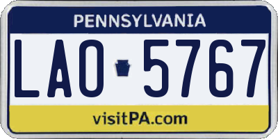 PA license plate LAO5767
