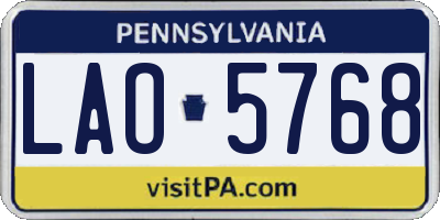 PA license plate LAO5768