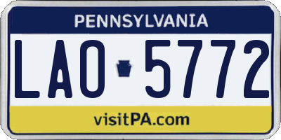PA license plate LAO5772