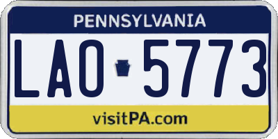 PA license plate LAO5773