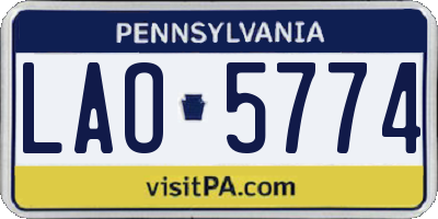 PA license plate LAO5774
