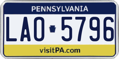 PA license plate LAO5796