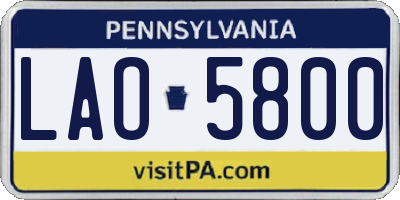 PA license plate LAO5800
