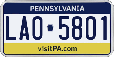 PA license plate LAO5801