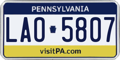PA license plate LAO5807