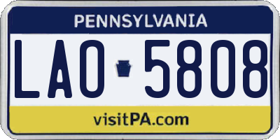 PA license plate LAO5808