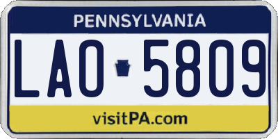 PA license plate LAO5809