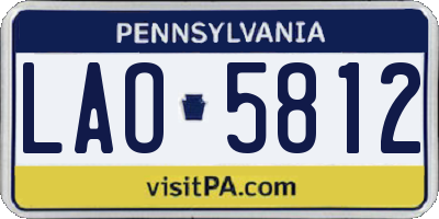 PA license plate LAO5812