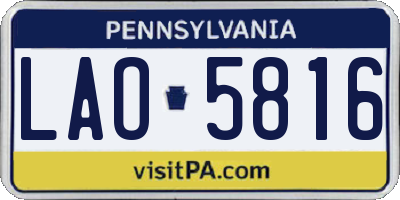 PA license plate LAO5816