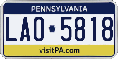 PA license plate LAO5818