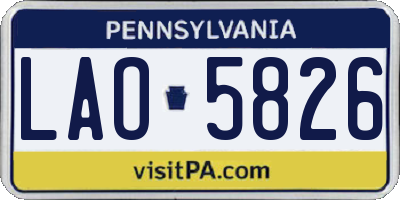 PA license plate LAO5826