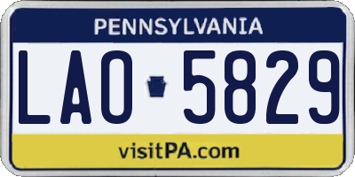 PA license plate LAO5829