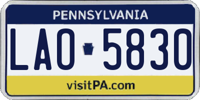 PA license plate LAO5830