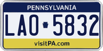 PA license plate LAO5832