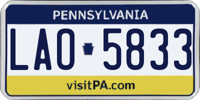 PA license plate LAO5833