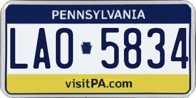 PA license plate LAO5834