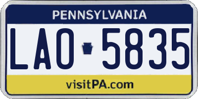 PA license plate LAO5835