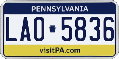 PA license plate LAO5836