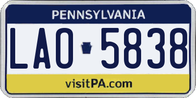 PA license plate LAO5838