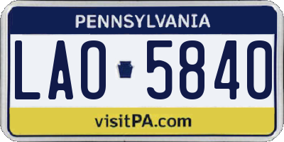PA license plate LAO5840