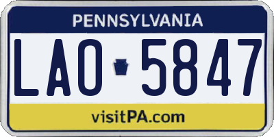 PA license plate LAO5847