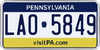 PA license plate LAO5849