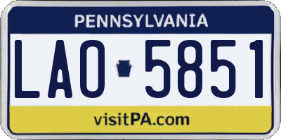 PA license plate LAO5851