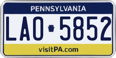 PA license plate LAO5852