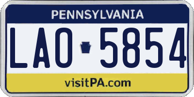 PA license plate LAO5854