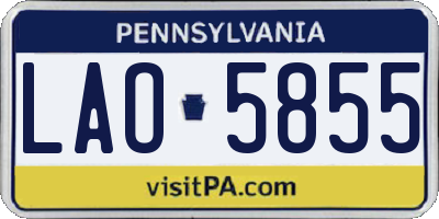 PA license plate LAO5855