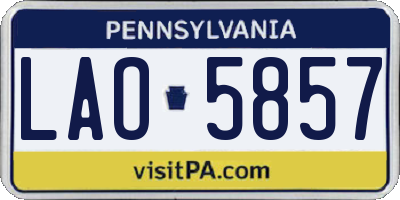PA license plate LAO5857