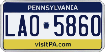 PA license plate LAO5860