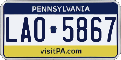 PA license plate LAO5867