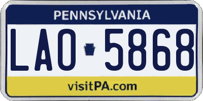 PA license plate LAO5868