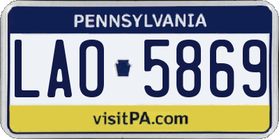 PA license plate LAO5869