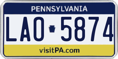 PA license plate LAO5874