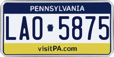 PA license plate LAO5875