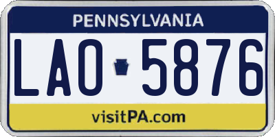 PA license plate LAO5876