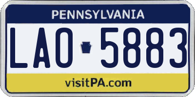 PA license plate LAO5883